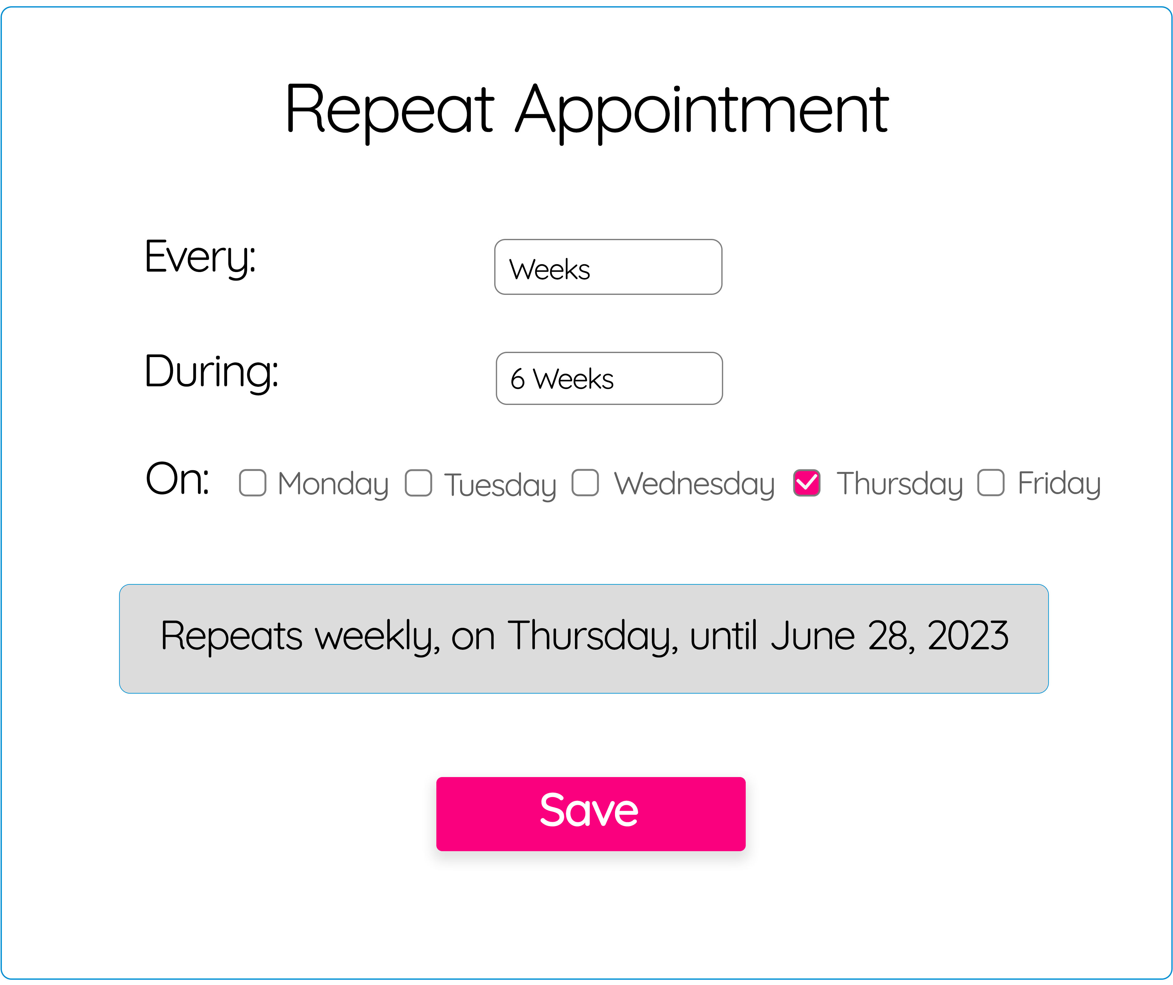 GOrendezvous' recurring appointment settings window