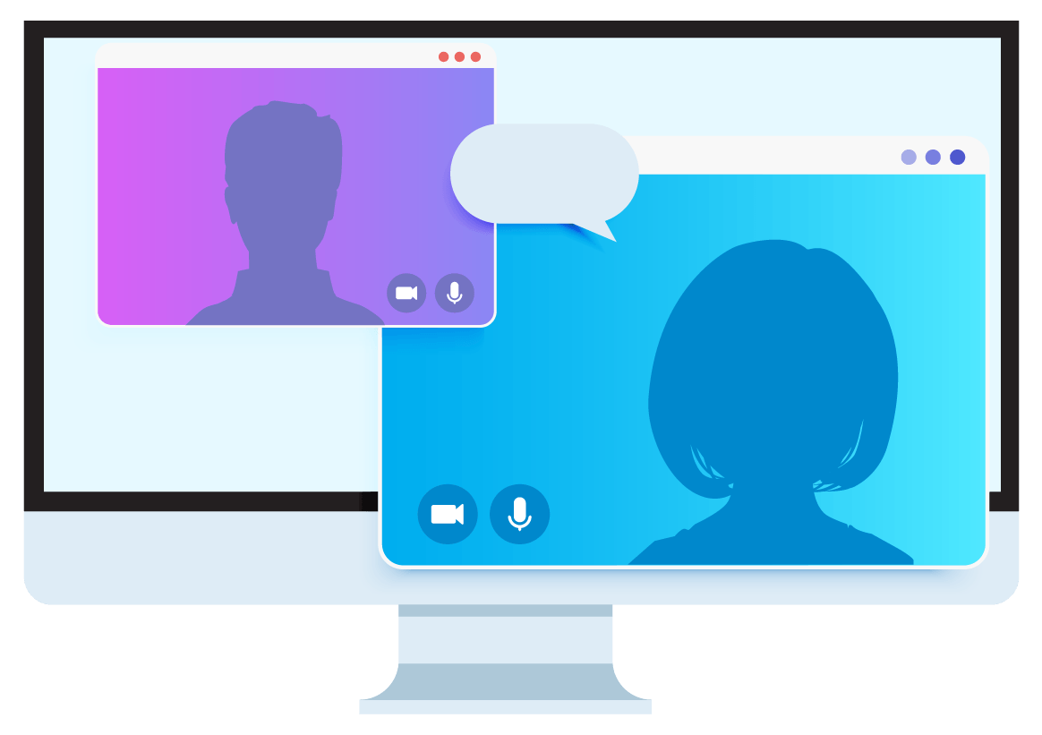Two people chatting via video conferencing